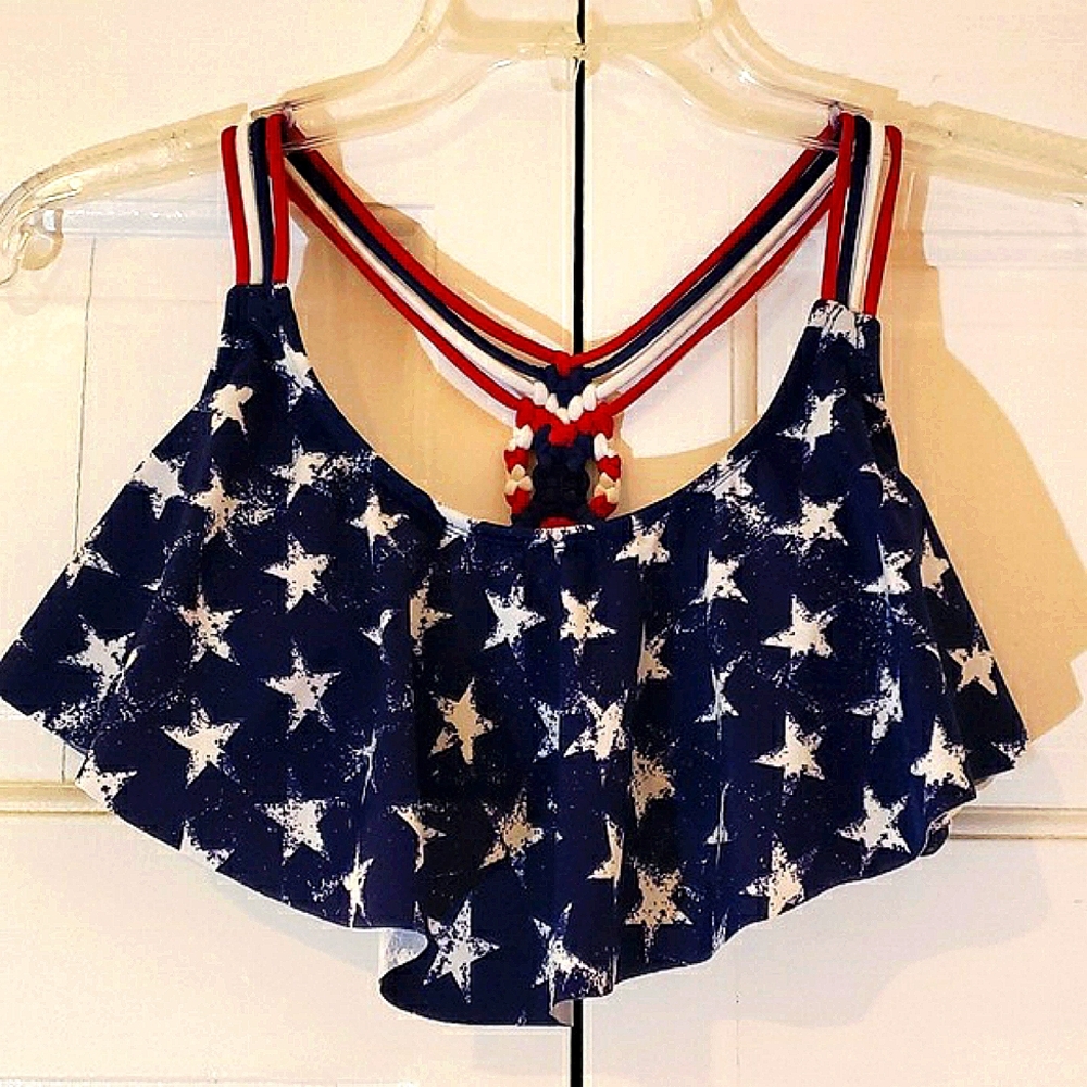 Red White and Blue swim top by xhilaration .
